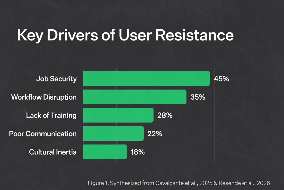 Bar chart of major drivers of user resistance in information system implementation